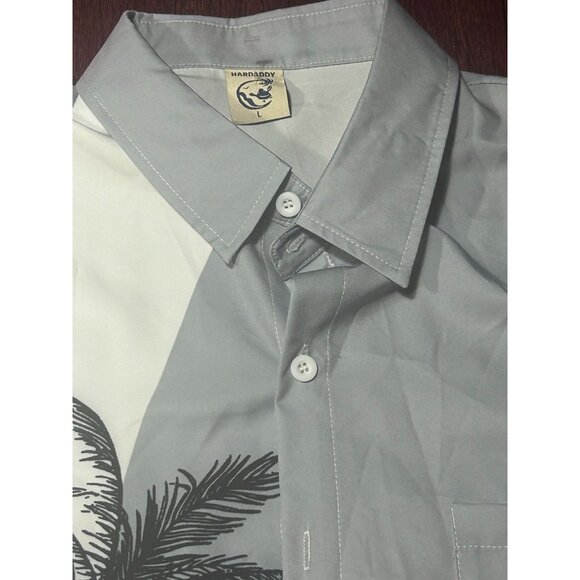 Hardaddy Button Down Shirt Men's Size Large Geometric pattern Causal Gray - Picture 2 of 10